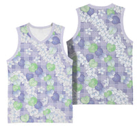 Anthurium Plumeria Lei Pastel Basketball Jersey Purple Hawaiian Splendid Palaka LT01 - Polynesian Pride
