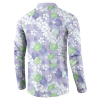 Anthurium Plumeria Lei Pastel Button Sweatshirt Purple Hawaiian Splendid Palaka LT01 - Polynesian Pride