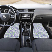 Anthurium Plumeria Lei Pastel Car Mats Purple Hawaiian Splendid Palaka LT01 Set 2pcs - Front Purple - Polynesian Pride