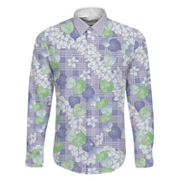 Anthurium Plumeria Lei Pastel Family Matching Off Shoulder Maxi Dress and Hawaiian Shirt Purple Hawaiian Splendid Palaka