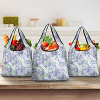 Anthurium Plumeria Lei Pastel Grocery Bag Purple Hawaiian Splendid Palaka LT01 3-pack One Size Purple - Polynesian Pride