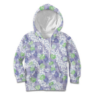 Anthurium Plumeria Lei Pastel Kid Hoodie Purple Hawaiian Splendid Palaka LT01 Hoodie Purple - Polynesian Pride