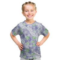 Anthurium Plumeria Lei Pastel Kid T Shirt Purple Hawaiian Splendid Palaka LT01 Purple - Polynesian Pride