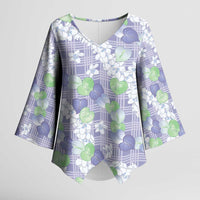 Anthurium Plumeria Lei Pastel Kimono Sleeve Blouse Purple Hawaiian Splendid Palaka LT01 Female Purple - Polynesian Pride