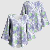 Anthurium Plumeria Lei Pastel Kimono Sleeve Blouse Purple Hawaiian Splendid Palaka LT01 - Polynesian Pride