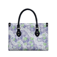 Anthurium Plumeria Lei Pastel Leather Bag Purple Hawaiian Splendid Palaka LT01 - Polynesian Pride