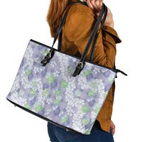 Anthurium Plumeria Lei Pastel Leather Tote Bag Purple Hawaiian Splendid Palaka LT01 - Polynesian Pride