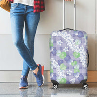 Anthurium Plumeria Lei Pastel Luggage Cover Purple Hawaiian Splendid Palaka LT01 - Polynesian Pride