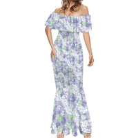 Anthurium Plumeria Lei Pastel Mermaid Dress Purple Hawaiian Splendid Palaka LT01 - Polynesian Pride