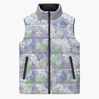 Anthurium Plumeria Lei Pastel Sleeveless Puffer Jacket Purple Hawaiian Splendid Palaka LT01 Unisex Purple - Polynesian Pride