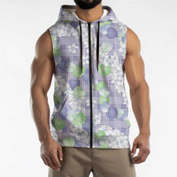 Anthurium Plumeria Lei Pastel Sleeveless Zip Hoodie Purple Hawaiian Splendid Palaka LT01 - Polynesian Pride