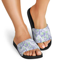 Anthurium Plumeria Lei Pastel Slide Sandals Purple Hawaiian Splendid Palaka LT01 - Polynesian Pride