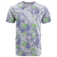 Anthurium Plumeria Lei Pastel T Shirt Purple Hawaiian Splendid Palaka LT01 Purple - Polynesian Pride