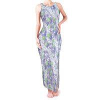 Anthurium Plumeria Lei Pastel Tank Maxi Dress Purple Hawaiian Splendid Palaka LT01 Women Purple - Polynesian Pride