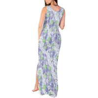 Anthurium Plumeria Lei Pastel Tank Maxi Dress Purple Hawaiian Splendid Palaka LT01 - Polynesian Pride