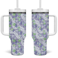 Anthurium Plumeria Lei Pastel Tumbler With Handle Purple Hawaiian Splendid Palaka LT01 One Size: 40 oz Purple - Polynesian Pride