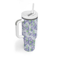 Anthurium Plumeria Lei Pastel Tumbler With Handle Purple Hawaiian Splendid Palaka LT01 - Polynesian Pride