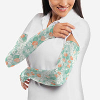 Anthurium Plumeria Lei Pastel Arm Sleeves Teal Hawaiian Splendid Palaka LT01 - Polynesian Pride