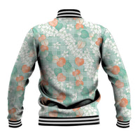 Anthurium Plumeria Lei Pastel Baseball Jacket Teal Hawaiian Splendid Palaka LT01 - Polynesian Pride
