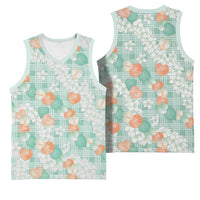 Anthurium Plumeria Lei Pastel Basketball Jersey Teal Hawaiian Splendid Palaka