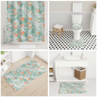 Anthurium Plumeria Lei Pastel Bathroom Set Teal Hawaiian Splendid Palaka LT01 - Polynesian Pride