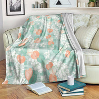 Anthurium Plumeria Lei Pastel Blanket Teal Hawaiian Splendid Palaka LT01 Teal - Polynesian Pride