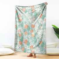 Anthurium Plumeria Lei Pastel Blanket Teal Hawaiian Splendid Palaka LT01 - Polynesian Pride