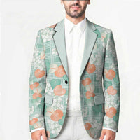 Anthurium Plumeria Lei Pastel Blazer Teal Hawaiian Splendid Palaka LT01 - Polynesian Pride