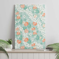 Anthurium Plumeria Lei Pastel Canvas Wall Art Teal Hawaiian Splendid Palaka LT01 - Polynesian Pride
