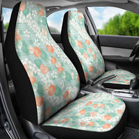 Anthurium Plumeria Lei Pastel Car Seat Cover Teal Hawaiian Splendid Palaka LT01 - Polynesian Pride
