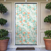 Anthurium Plumeria Lei Pastel Door Cover Teal Hawaiian Splendid Palaka LT01 Teal - Polynesian Pride