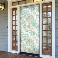 Anthurium Plumeria Lei Pastel Door Cover Teal Hawaiian Splendid Palaka LT01 - Polynesian Pride