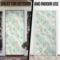 Anthurium Plumeria Lei Pastel Door Cover Teal Hawaiian Splendid Palaka LT01 - Polynesian Pride