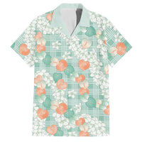 Anthurium Plumeria Lei Pastel Family Matching Off Shoulder Maxi Dress and Hawaiian Shirt Teal Hawaiian Splendid Palaka