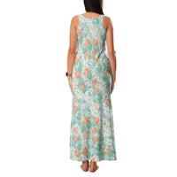 Anthurium Plumeria Lei Pastel Family Matching Tank Maxi Dress and Hawaiian Shirt Teal Hawaiian Splendid Palaka
