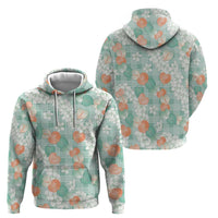 Anthurium Plumeria Lei Pastel Hoodie Teal Hawaiian Splendid Palaka LT01 - Polynesian Pride