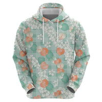 Anthurium Plumeria Lei Pastel Hoodie Teal Hawaiian Splendid Palaka LT01 - Polynesian Pride