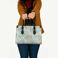Anthurium Plumeria Lei Pastel Leather Bag Teal Hawaiian Splendid Palaka LT01 - Polynesian Pride
