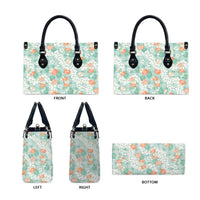 Anthurium Plumeria Lei Pastel Leather Bag Teal Hawaiian Splendid Palaka LT01 - Polynesian Pride