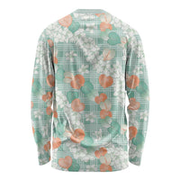 Anthurium Plumeria Lei Pastel Long Sleeve Shirt Teal Hawaiian Splendid Palaka LT01 - Polynesian Pride