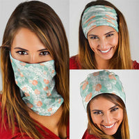 Anthurium Plumeria Lei Pastel Neck Gaiter Teal Hawaiian Splendid Palaka LT01 - Polynesian Pride