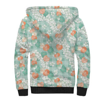 Anthurium Plumeria Lei Pastel Sherpa Hoodie Teal Hawaiian Splendid Palaka LT01 - Polynesian Pride