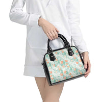 Anthurium Plumeria Lei Pastel Shoulder Handbag Teal Hawaiian Splendid Palaka LT01 - Polynesian Pride
