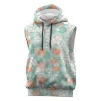 Anthurium Plumeria Lei Pastel Sleeveless Hoodie Teal Hawaiian Splendid Palaka LT01 Teal - Polynesian Pride
