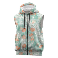 Anthurium Plumeria Lei Pastel Sleeveless Zip Hoodie Teal Hawaiian Splendid Palaka LT01 Teal - Polynesian Pride