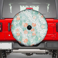 Anthurium Plumeria Lei Pastel Spare Tire Cover Teal Hawaiian Splendid Palaka LT01 - Polynesian Pride