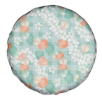 Anthurium Plumeria Lei Pastel Spare Tire Cover Teal Hawaiian Splendid Palaka LT01 - Polynesian Pride