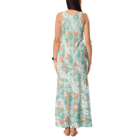Anthurium Plumeria Lei Pastel Tank Maxi Dress Teal Hawaiian Splendid Palaka LT01 - Polynesian Pride