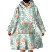Anthurium Plumeria Lei Pastel Wearable Blanket Hoodie Teal Hawaiian Splendid Palaka LT01 - Polynesian Pride