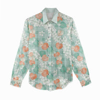 Anthurium Plumeria Lei Pastel Women Casual Shirt Teal Hawaiian Splendid Palaka LT01 - Polynesian Pride